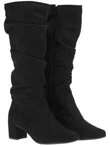 Women's Over-The-Knee High-Heel Long Boot With Low Square Heel Soft 452 - màu đen - Xem 3