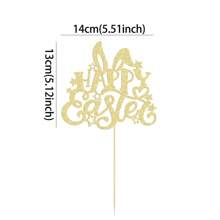 1 pièce Décoration de gâteau lapin de Pâques oreille avec paillettes dorées Joyeuses Pâques, décoration de gâteau pour thème de printemps de fête d'anniversaire