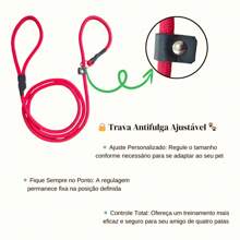 Guia Unificada Coleira 2 Metros Adestramento Cães Pet Corda De Poli 10mm - Vermelho - Visão 5