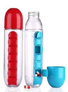 1pc 2-In-1 Multifunctional Pill Box With Water Cup, Includes 7-Day Pill Box, Capsule Cup, Tablet Cup, Water Bottle, For Outdoor, Camping