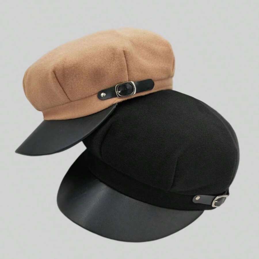 1 szt. wełniany beret, czapka brytyjskiego artysty w stylu vintage, ośmiokątna czapka damska, regulowany rozmiar beretu i ośmiokątnego kapelusza