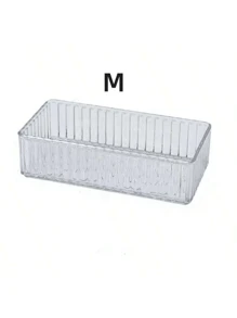 1pc Transparent Striped Cosmetic Storage Box, Made Of PET Material, Suitable For Makeup, Lipstick, Eyeshadow, Eyebrow Pencil, Skincare Products, Display And Drawer Organization Gifts Women Girls