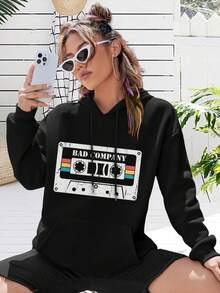 Cassette Vintage Bad Company Band Big Size Women Hoodie For Ladies Jacket 80s 90s Retro Vintage Aesthetic - 黑色 - 查看 1