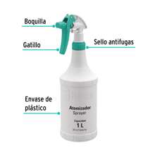 Atomizador de 1 litro y medio litro sello antifugas gatillo suave pulverizador de agua boquilla regulable tipo cono y jet para jardín plantas limpieza diseño ergonómico botella multiusos resistente excelente para agricultura riego limpieza y uso doméstico rociador portátil alta presión fácil llenado y manejo - 1 Litro - Ver 3