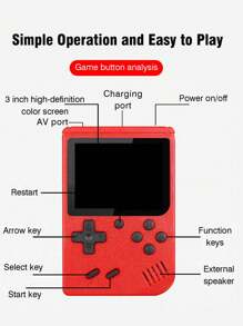 1pc Handheld Game Console With 400 Nostalgic Classic Retro Games Portable Mini Russian Old-Fashioned Handheld Gaming Console Supports Double-Player Game Handles Support TV Connection Rechargeable Holiday Gift For Husband And Boyfriend