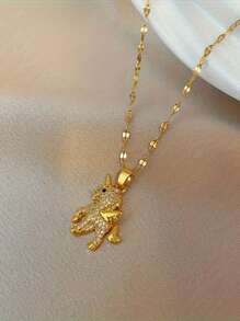 Collar con colgante de zirconia sintética con diseño de unicornio de moda y encantador, regalo sorpresa para familia y amigos