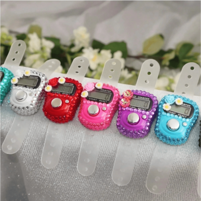 1pc-6pcs Rhinestone Flower Counter Ring Sizer
