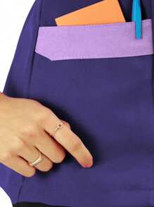 U4U Uniforms Women's Filipina V-Neck Crossover With Elastic Back - Purple and Lilac - View 9