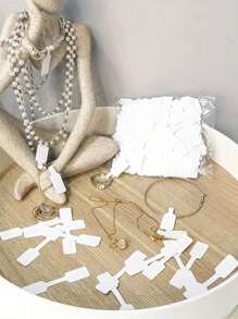 500-100pcs/Set Jewelry Price Tags Stickers, Square Label Pricing Self-Adhesive Blank Tags For Rings, Necklaces, Earrings Price Identification Rectangular Labels, Suitable For Easter, Halloween, Christmas, Thanksgiving, Mother's Day