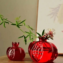 1pc High-End Glass Crafted Pomegranate Flower Vase, Desktop Decor, Flower Holder, Hydroponic Planter, Suitable For Home, Restaurant, Foyer, Gift Gifts Birthday Graduation