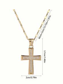 Hermoso collar con colgante de cruz, cadena de acero inoxidable personalizada, elegante y de moda, cadena a la altura de la clavícula, ideal para regalar a chicas en días festivos
