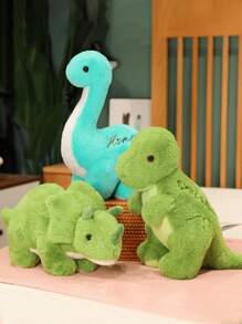 4 种款式卡通恐龙毛绒玩具柔软恐龙填充动物毛绒公仔可爱暴龙玩具长颈龙毛绒三角龙玩具娃娃可爱儿童礼物男孩生日礼物儿童主题派对用品家居装饰