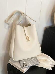 Geantă de mână nouă, la modă, de culoare solidă, cu capacitate mare, pentru femei, geantă casual șic potrivită pentru navetă, geantă de umăr și crossbody