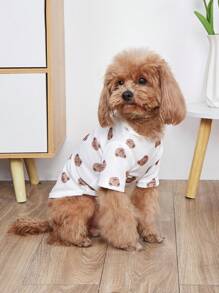 1 件宠物连帽衫、可爱狗狗衣服、猫咪和小型/中型犬服装、日常穿着 - 白色 - 查看 1