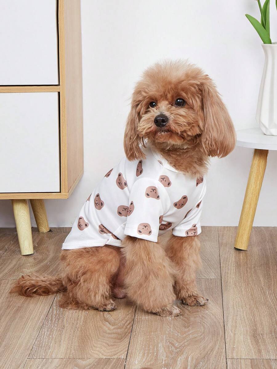 1 件宠物连帽衫、可爱狗狗衣服、猫咪和小型/中型犬服装、日常穿着 - 白色 - 查看 1