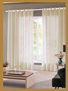 Cortina Voil Amassado Transparente bege sem forro 2,60 x 1,70