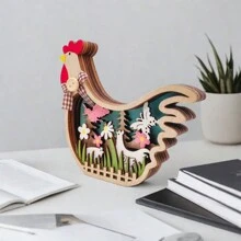 1 件复活节礼物 3D 木制火鸡装饰，创意个性化装饰，家居桌面木制工艺品，入口通道，展示柜展示礼物生日毕业