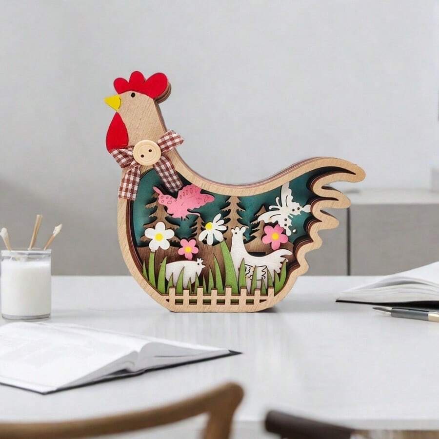 1 件复活节礼物 3D 木制火鸡装饰，创意个性化装饰，家居桌面木制工艺品，入口通道，展示柜展示礼物生日毕业