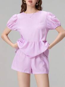 Women 2 Piece Outfits Reversible Tie Front Short Sleeves Tops And Elastic Shorts Club Streetwear Fashion Clothes