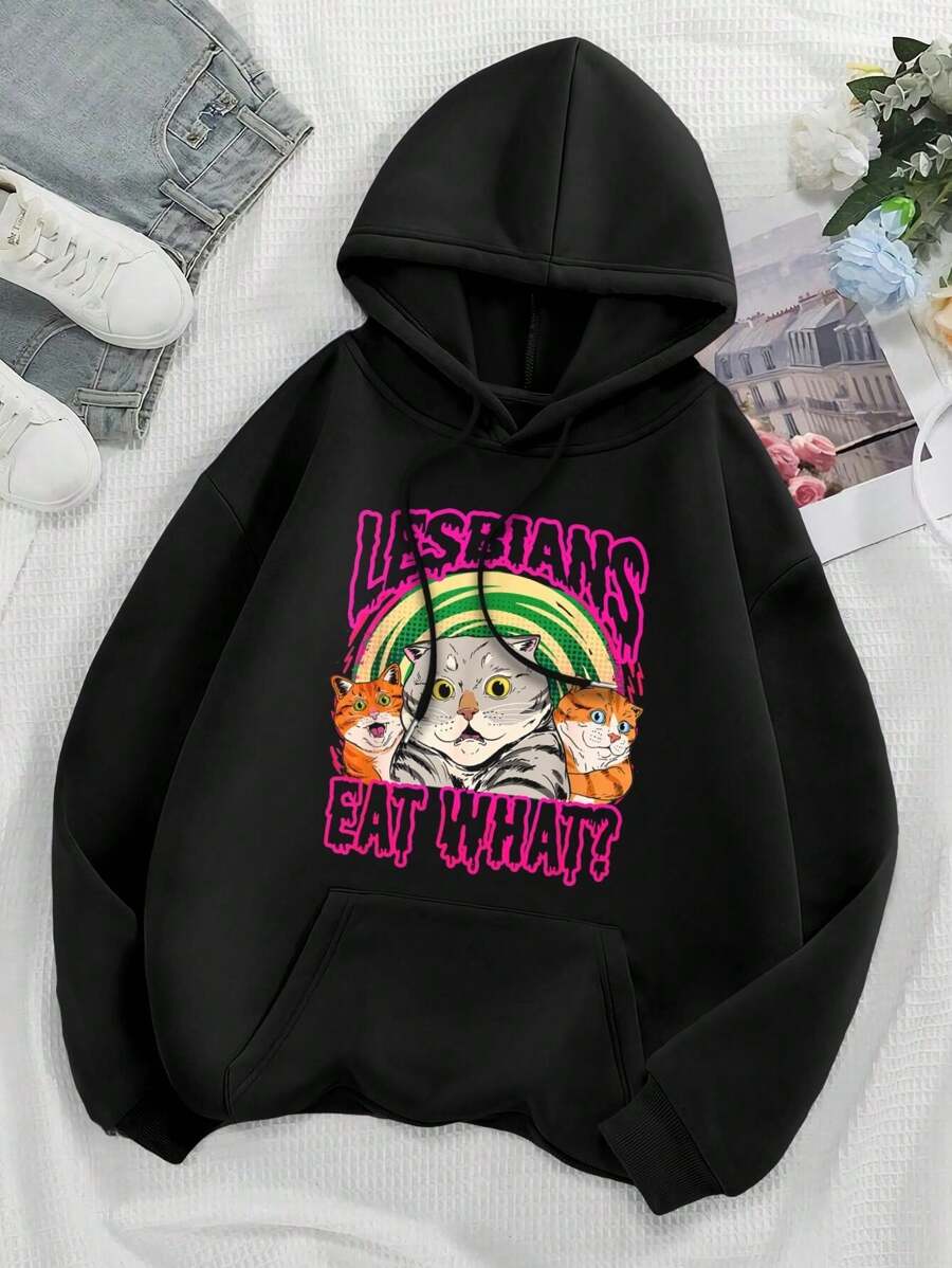 Funny Lesbian Cat Big Size Women Hoodie Jacket Hilarious Gay Women's Apparel