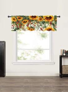 1pc Nordic Style Simple Window Curtain, Sunflower Print Design, Privacy Preserving, 100g Fine Texture, Minimalist Bedroom Style Suitable For Daily Home Window Decoration