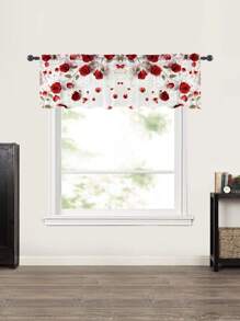 1 pièce Rideau imprimé avec motif de rose rouge sombre et cœur, style nordique moderne. Impression numérique 3D, semi-transparent, délicat, ambiance élégante et romantique pour illuminer votre maison de rêve, convient pour la décoration intérieure quotidienne