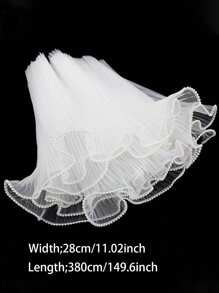 6 pièces/set Bouquet de fleurs en chiffon de style vague coréen, artisanat de fleurs roses pour l'emballage-cadeau, convient pour la décoration de fleuriste, les faveurs de mariage, les cadeaux d'anniversaire - chiffon, volants, perles, rose, blanc
