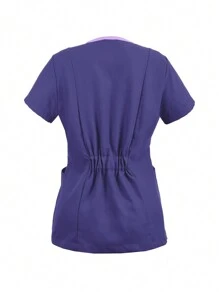U4U Uniforms Women's Filipina V-Neck Crossover With Elastic Back - Purple and Lilac - View 2