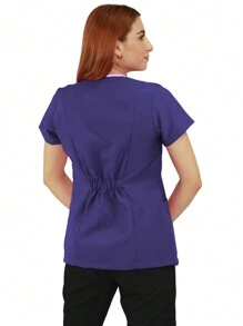 U4U Uniforms Women's Filipina V-Neck Crossover With Elastic Back - Purple and Lilac - View 6