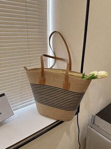 1 Straw Hat & 1 Straw Bag Vacation Casual Set