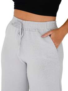 WIDE LEG HIGH WAIST PANTALONA PANTS WITH ELASTIC DUNA FABRIC - 淺灰色 - 查看 1