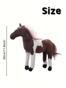 1pc, Simulation Horse Doll Plush Toys 30cm/11.8in, Ferghana Horse Huckle Horse Dapple Horse Lusama Horse Four Styles Stuffed Animals, For Halloween Thanksgiving Christmas New Year Valentine's Day Mother's Day Carnival Easter Gift,Horse Gift,Christmas Animals,Gift For Kids - Multicolor - View 9