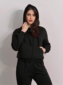 Sweatshirt Set With Pocket - 黑色 - 查看 3