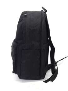 Mochila escolar impresa versión coreana de gran capacidad simple de color sólido mochila para estudiantes de secundaria y bachillerato - Negro - Ver 5