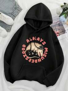Misunderstood Possum Big Size Women Hoodie Hoodie For Ladies Cute Opossum Animal Lover Apparel - Black - View 1