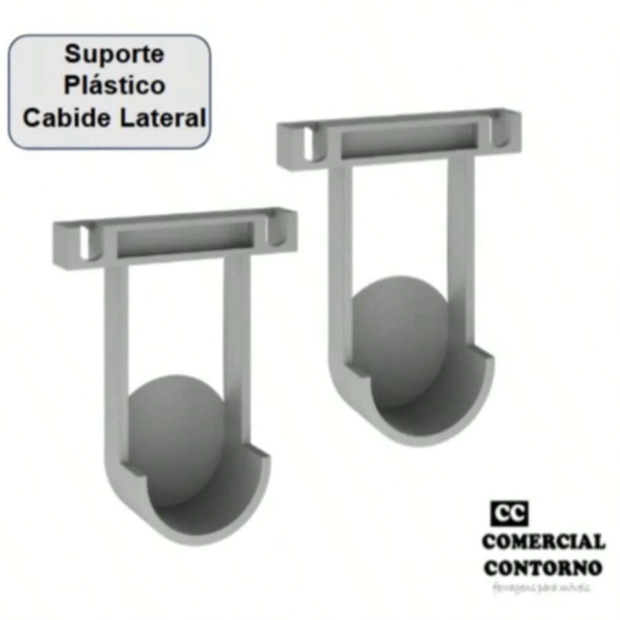 Kit 2 Suportes Plástico Cabideiro Lateral - Cinza - Visão 1