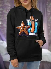 Korn Linkin Park Inspired Chocolate Starfish Hot Dog Flavored Water Big Size Women Hoodie Sweatwomen Hoodies For Women (Alternative Metal Music) - 黑色 - 查看 1