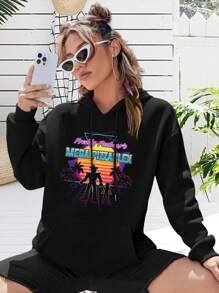 Freddy Fazbear's Mega Pizzaplex Big Size Women Hoodie Hoodie For Women FNAF Security Breach Glamrock Freddy Retro Videogame Style - 黑色 - 查看 1