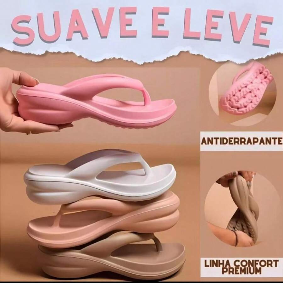 Chinelo Feminino Ortopédico Leve Macio e Antiderrapante para Conforto Diário e Saúde dos Pés - Rosa Bebê - Visão 1
