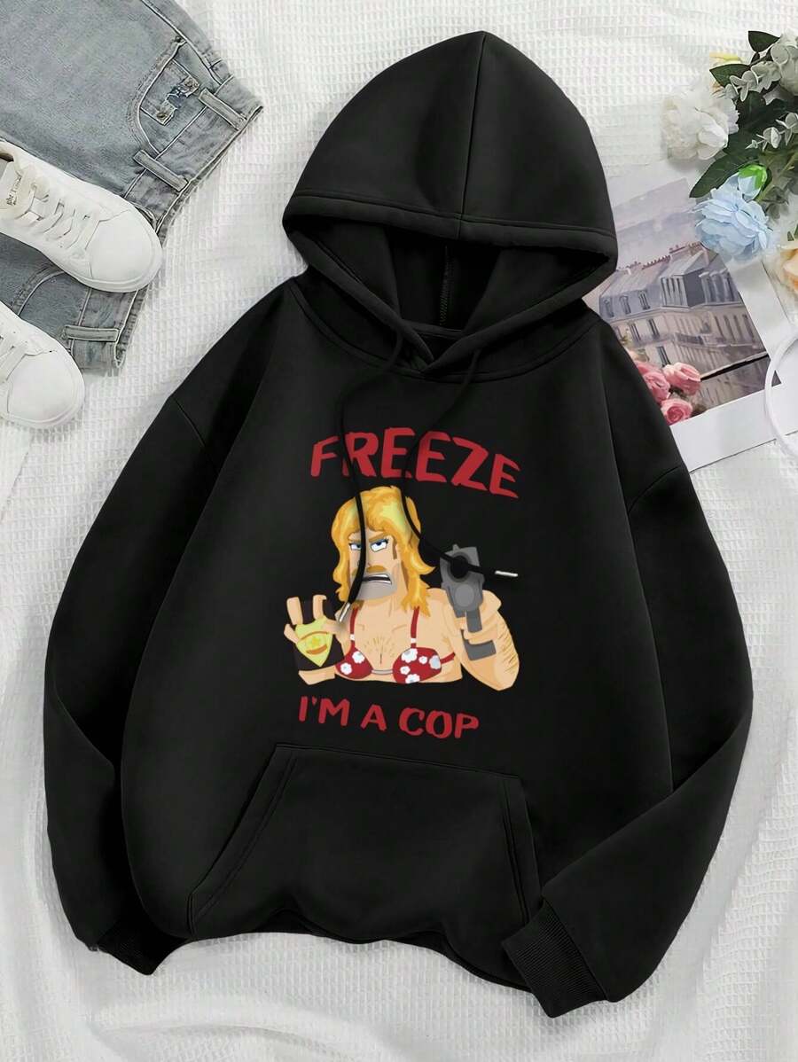 Harrison Yates | Freeze! I'm A Cop | South Park Big Size Women Hoodie Hoodie For Ladies (Buddy Butters Cartman)
