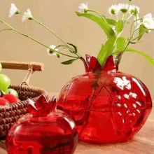 1pc High-End Glass Crafted Pomegranate Flower Vase, Desktop Decor, Flower Holder, Hydroponic Planter, Suitable For Home, Restaurant, Foyer, Gift Gifts Birthday Graduation