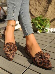 1 双女士休闲平底一脚蹬鞋，低帮，仿麂皮鞋面，PU 衬里，橡胶鞋底，轻质尖头，蝴蝶结装饰，适合所有季节