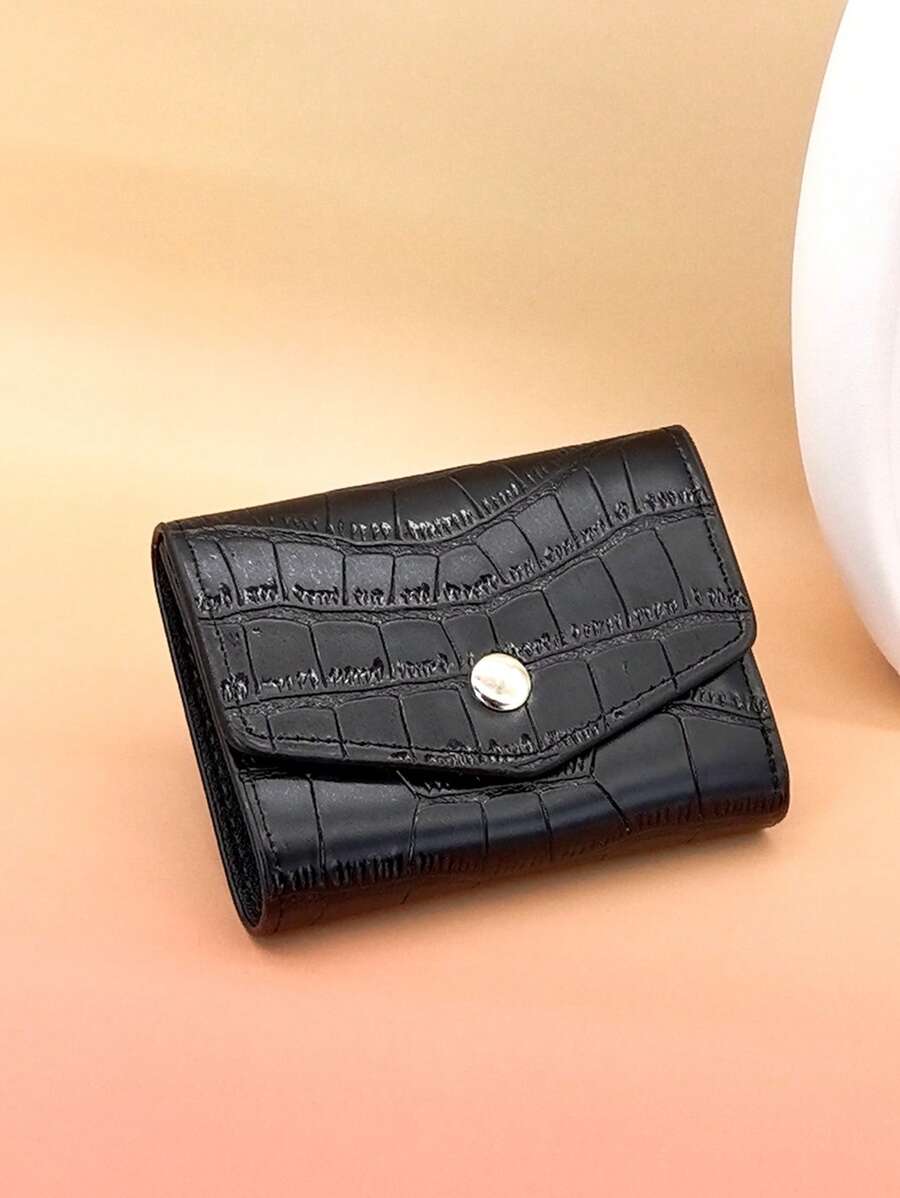MINGYOU Vintage Crocodile Pattern Short Style PU Wallet With Multiple Card Slots High Capacity Unisex Card Holder For Women Wallet Mini Wallet Purse Wallet Card Wallet