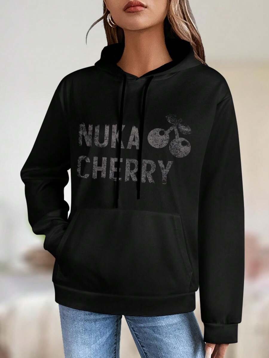Nuka Cola Cherry Big Size Women Hoodie For Ladies Fallout Edition - Black - View 1