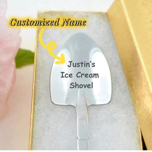 Personalized Silver Ice Cream Spoon - Custom Engraved Ice Cream Shovel For Dad - Unique Gift For Ice Cream Lovers - Perfect For Father's Day, Birthdays, Or Any Special Occasion - Show Your Love With A Thoughtful And Fun Gift - Ideal For Enjoying Ice Cream, Gelato, And Sorbet - Lightweight And Durable Design For Everyday Use