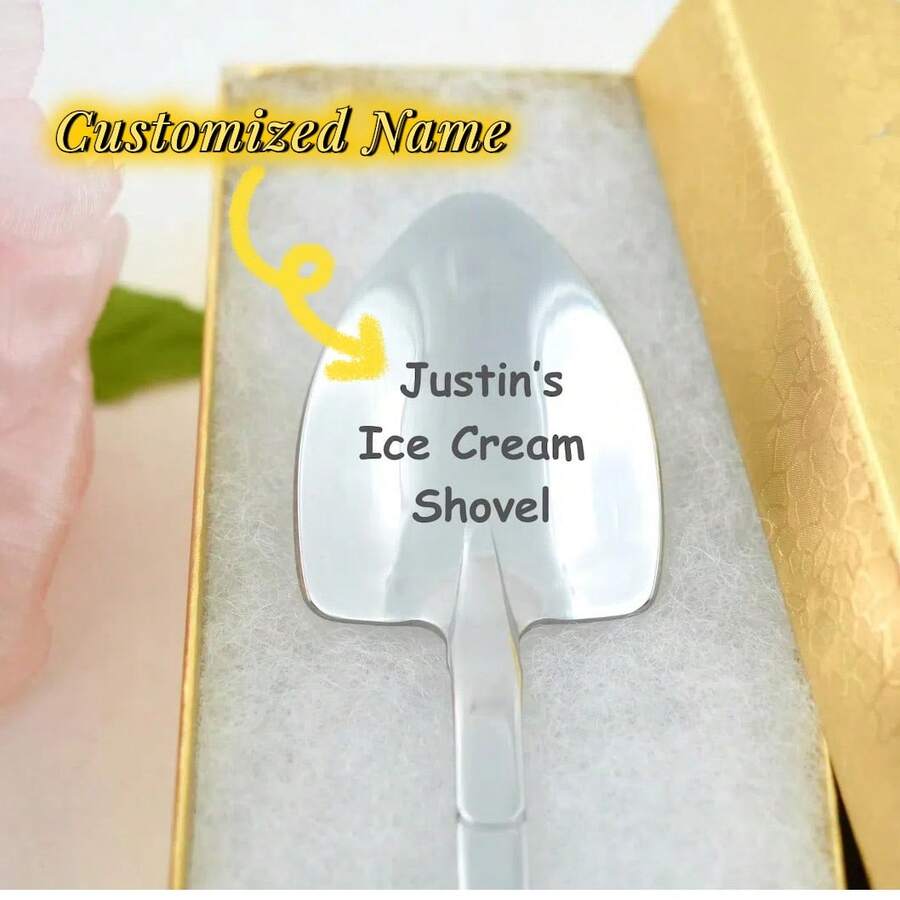 Personalized Silver Ice Cream Spoon - Custom Engraved Ice Cream Shovel For Dad - Unique Gift For Ice Cream Lovers - Perfect For Father's Day, Birthdays, Or Any Special Occasion - Show Your Love With A Thoughtful And Fun Gift - Ideal For Enjoying Ice Cream, Gelato, And Sorbet - Lightweight And Durable Design For Everyday Use