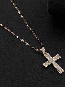 Hermoso collar con colgante de cruz, cadena de acero inoxidable personalizada, elegante y de moda, cadena a la altura de la clavícula, ideal para regalar a chicas en días festivos