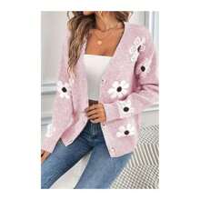 Floral Pattern Cardigan - 奶油色 - 查看 2