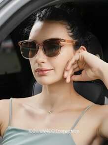 1pc Foldable Round Fashion Glasses For Women, Suitable For Daily Outfit, Photography, Shopping For Summer Beach Vacation,Outdoor,Travel