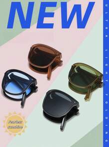 1pc Foldable Round Fashion Glasses For Women, Suitable For Daily Outfit, Photography, Shopping For Summer Beach Vacation,Outdoor,Travel